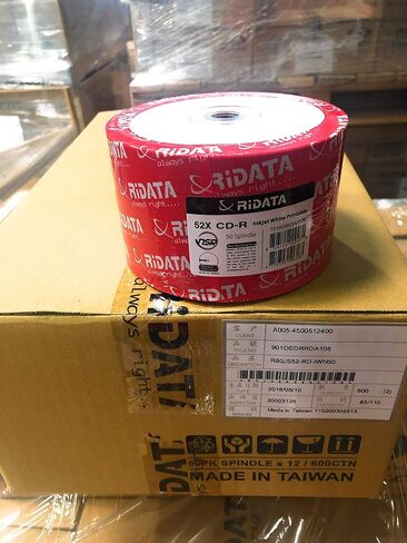 ريداتا 700MB 52X CD-R النافثة للحبر موزع ابيض قابل للطباعة 50 عبوة (9010EDRRDA108) in Kuwait