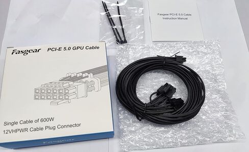 Fasgear 600W PCIe 5.1 12VHPWR GPU Power Cable 70cm in Kuwait