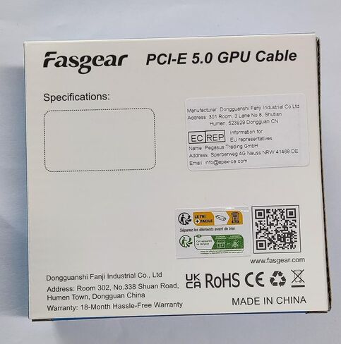 كابل طاقة Fasgear PCIe 5.0 70 سم - 16 سنًا (12+4) موصل 12VHPWR لـ RTX 4070 4060 4050 إلى 2x8pin (4+4) PCI-e Male Plugs GPU سلك بأكمام فقط من أجل Corsair/الجدار العظيم/مصدر الطاقة المعياري الحراري in Kuwait