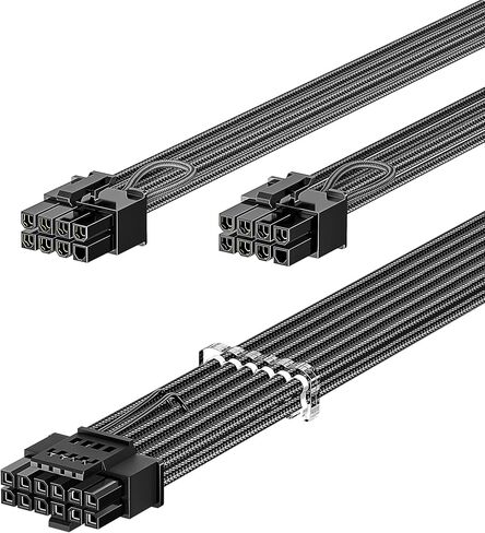كابل طاقة Fasgear PCIe 5.0 70 سم - 16 سنًا (12+4) موصل 12VHPWR لـ RTX 4070 4060 4050 إلى 2x8pin (4+4) PCI-e Male Plugs GPU سلك بأكمام فقط من أجل Corsair/الجدار العظيم/مصدر الطاقة المعياري الحراري in Kuwait