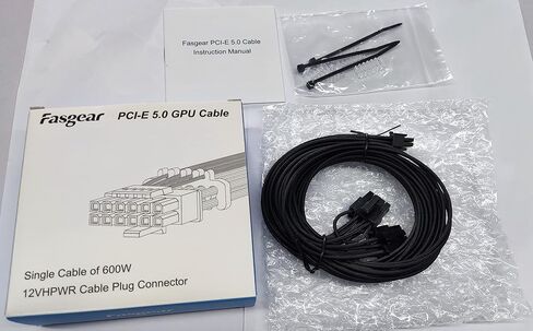 كابل طاقة Fasgear PCIe 5.0 70 سم - 16 سنًا (12+4) موصل 12VHPWR لـ RTX 4070 4060 4050 إلى 2x8pin (4+4) PCI-e Male Plugs GPU سلك بأكمام فقط من أجل Corsair/الجدار العظيم/مصدر الطاقة المعياري الحراري in Kuwait
