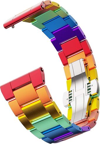 سوار GELISHI ملون متوافق مع أساور Fitbit Versa/Versa 2 /Versa Lite، سوار ساعة معدني رفيع للغاية من الألومنيوم سريع الفك بديل للنساء والفتيات - قوس قزح in Kuwait