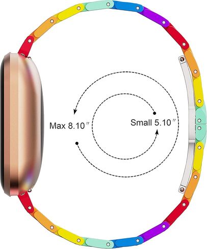 سوار GELISHI ملون متوافق مع أساور Fitbit Versa/Versa 2 /Versa Lite، سوار ساعة معدني رفيع للغاية من الألومنيوم سريع الفك بديل للنساء والفتيات - قوس قزح in Kuwait