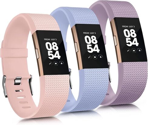 3 Pack Sport Bands Compatible with Fitbit Charge 2 Bands Women Men, Adjustable Replacement Straps Wristbands for Fitbit Charge 2 HR Small Large in Kuwait