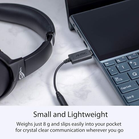 اسس محول ميكروفون بخاصية الغاء الضوضاء بتقنية الذكاء الاصطناعي، اسود، 1، 90YH02L1-B2UA00، محول ميكروفون اسس AI NC / USB-A، سلكي in Kuwait