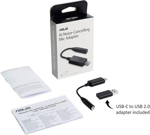 اسس محول ميكروفون بخاصية الغاء الضوضاء بتقنية الذكاء الاصطناعي، اسود، 1، 90YH02L1-B2UA00، محول ميكروفون اسس AI NC / USB-A، سلكي in Kuwait