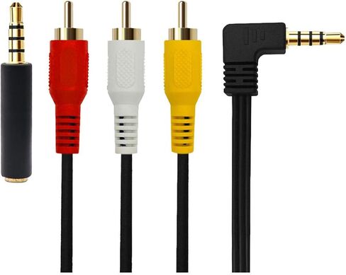 كابل فيديو QiCheng&LYS 3.5 مم إلى RCA AV Camcorder، 3.5 مم ذكر إلى 3RCA ذكر ستيريو صوت فيديو AUX للهواتف الذكية، MP3، الأجهزة اللوحية، مكبرات الصوت، المسرح المنزلي - 3.5 مم كوع 1 متر in Kuwait