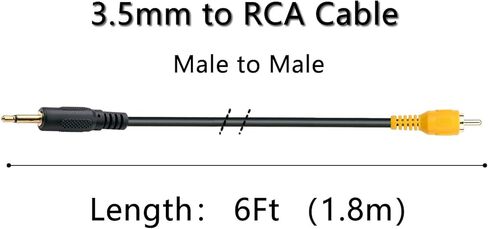 كيبل 3.5 ملم الى RCA - اي جريلي 3.5 ملم 1/8 انش قابس ذكر احادي الى مقبس RCA ذكر كيبل صوت مطلي بالذهب 1.8 متر (6 قدم) in Kuwait