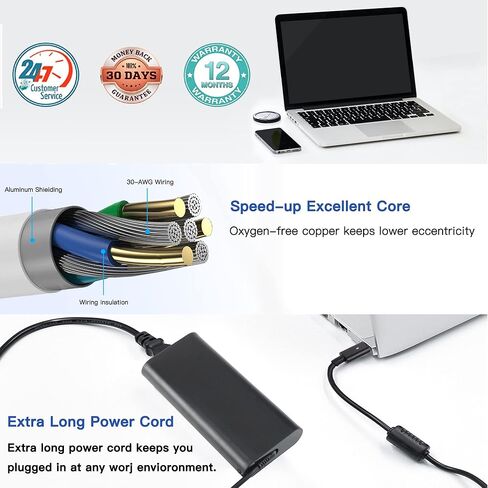 شاحن كمبيوتر محمول لـ Dell، محول طاقة شاحن كمبيوتر محمول USB C بقدرة 130 وات لجهاز Dell XPS 15 9500، 15 9510، 15 9575 2 في 1؛ ديل XPS 17 9700، 17 9710، مصدر طاقة Dell HA130PM170 مزود بسلك in Kuwait