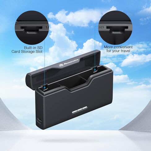 شاحن بطارية Powerextra Hero 11 لجهاز GoPro 11/10/9/8/7/6/5 يدعم تخزين بطاقة TF مع منفذ من النوع C متوافق تمامًا مع بطارية GoPro الأصلية (البطارية غير متضمنة) in Kuwait