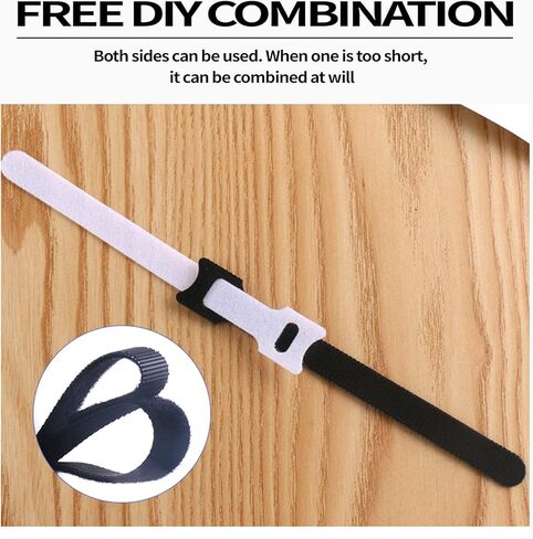 اربطة كيبلات قابلة لاعادة الاستخدام مع خطاف وحلقة، 60 قطعة من منظم الكيبلات، اشرطة ادارة الكيبلات من قماش المايكروفايبر 6 انش، للكمبيوتر/التلفزيون/الالكترونيات، (الوان متنوعة) in Kuwait