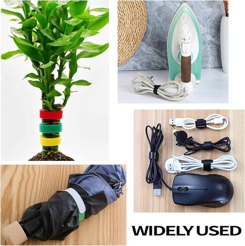 اربطة كيبلات قابلة لاعادة الاستخدام مع خطاف وحلقة، 60 قطعة من منظم الكيبلات، اشرطة ادارة الكيبلات من قماش المايكروفايبر 6 انش، للكمبيوتر/التلفزيون/الالكترونيات، (الوان متنوعة) in Kuwait