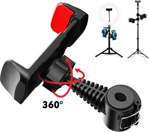 حامل هاتف LUOLED للضوء الحلقي، حامل هاتف قابل للدوران 360 درجة، مرفق ضوء حلقي، مرفق هاتف للحامل ثلاثي القوائم، متوافق مع الهواتف الذكية، للحوامل الثلاثية، والمكياج، ومؤتمرات الفيديو، عبوة واحدة in Kuwait