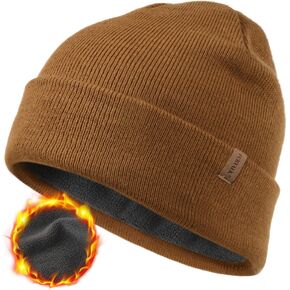 FURTALK Mens Beanie Fleece Lined Winter Hats Double Layered Stylish Knited Cuffed Plain Hat