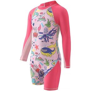 ملابس سباحة للفتيات من OFIMAN ملابس سباحة للأطفال من قطعة واحدة للحماية من الطفح الجلدي للفتيات الصغيرات أثناء ركوب الأمواج والسباحة من سن 3 إلى 14 عامًا in Kuwait