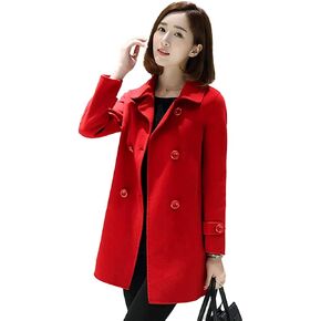 IDEALSANXUN Wool Coat for Womens Double Breasted Peacoat Outwear