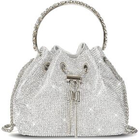 Valleycomfy حجر الراين مخلب محفظة فضية للنساء السيدات بلينغ مساء حقيبة كريستال حقيبة يد حقيبة كتف لحفل زفاف حفلة موسيقية in Kuwait