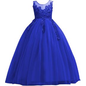 Little Big Girl Flower Tulle Dress Princess Pageant Birthday Party Wedding Formal Floor Long Dance Evening Maxi Gown