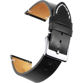 BINLUN Quick Release Leather Watch Bands Replacement Genuine Leather Watch Strap 12mm 14mm 16mm 18mm 20mm 22mm or 24mm for Men and Women Black/Brown/Light Brown/Orange