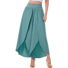 Wide Leg Pants for Women Split Flowy Palazzo High Waisted Summer Beach Casual Crop with Pocket