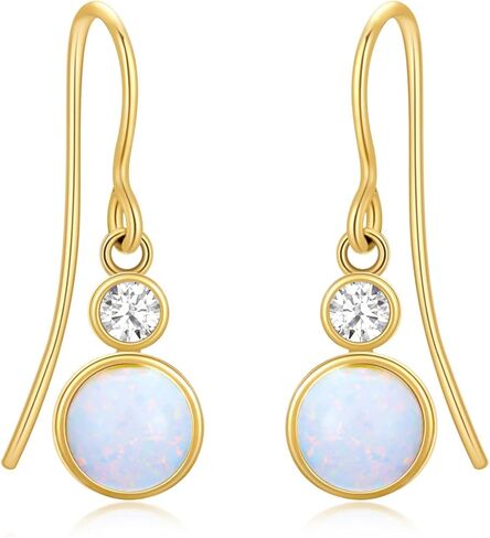 MRENITE الصلبة 14K الذهب استرخى أقراط أوبال للنساء الذهب الحقيقي شكل دائري/الكمثرى إسقاط أقراط مجوهرات هدية لزوجتها أمي in Kuwait