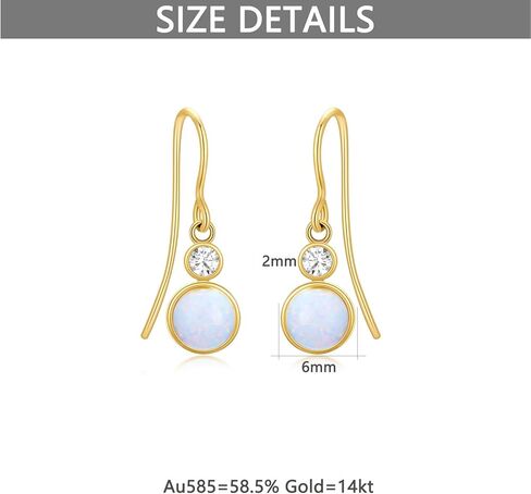 MRENITE الصلبة 14K الذهب استرخى أقراط أوبال للنساء الذهب الحقيقي شكل دائري/الكمثرى إسقاط أقراط مجوهرات هدية لزوجتها أمي in Kuwait