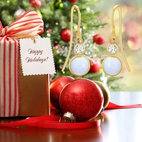 MRENITE الصلبة 14K الذهب استرخى أقراط أوبال للنساء الذهب الحقيقي شكل دائري/الكمثرى إسقاط أقراط مجوهرات هدية لزوجتها أمي in Kuwait