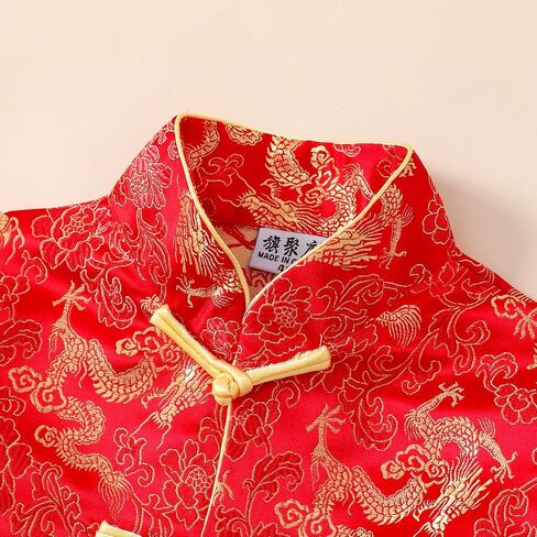 Boy Tang Suit Dragon Long Sleeve Shirt Chinese New Year Outfit Chinese Traditional Clothes for Kids in Kuwait