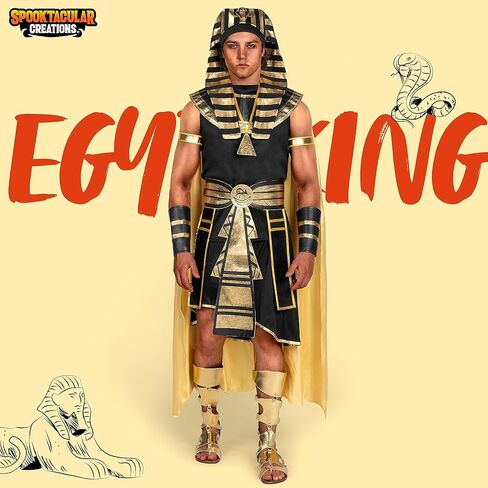 Spooktacular Creations Adult Men’s Black Pharaoh Costume Egyptian King Costume Set for Halloween Dress Up Party Cosplay in Kuwait