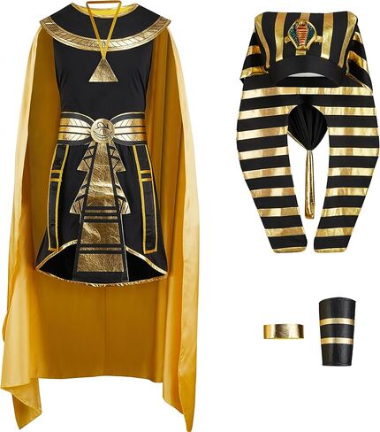 Spooktacular Creations Adult Men’s Black Pharaoh Costume Egyptian King Costume Set for Halloween Dress Up Party Cosplay in Kuwait