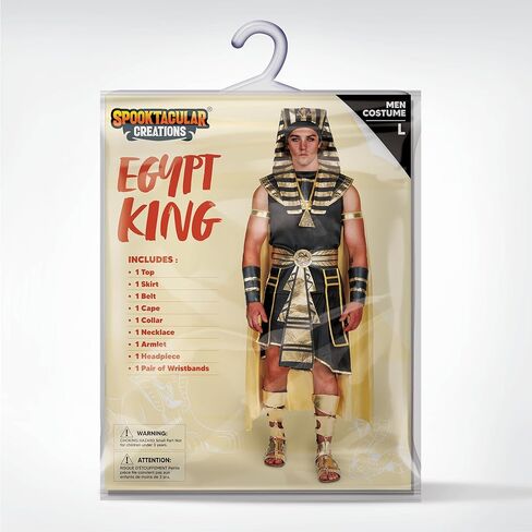 Spooktacular Creations Adult Men’s Black Pharaoh Costume Egyptian King Costume Set for Halloween Dress Up Party Cosplay in Kuwait