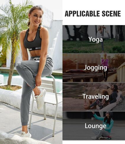 PULI المرأة تجريب Sweatpants القطن Jogger Ribber Splicing Lounge Sweat Pants مع سحاب جيب in Kuwait