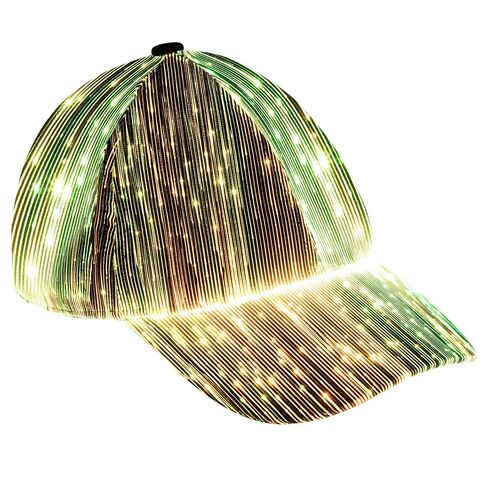 ليوفود قبعة بيسبول باضاءة LED، قبعة بيسبول مضيئة من الالياف البصرية 7 الوان، شحن USB مضيئة، اكسسوارات للحفلات الموسيقية (اسود) in Kuwait