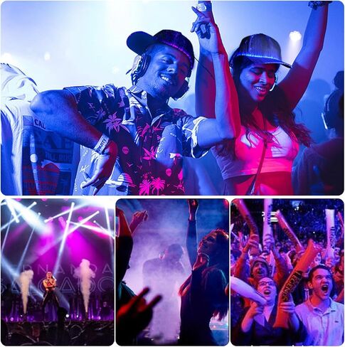 ليوفود قبعة بيسبول باضاءة LED، قبعة بيسبول مضيئة من الالياف البصرية 7 الوان، شحن USB مضيئة، اكسسوارات للحفلات الموسيقية (اسود) in Kuwait