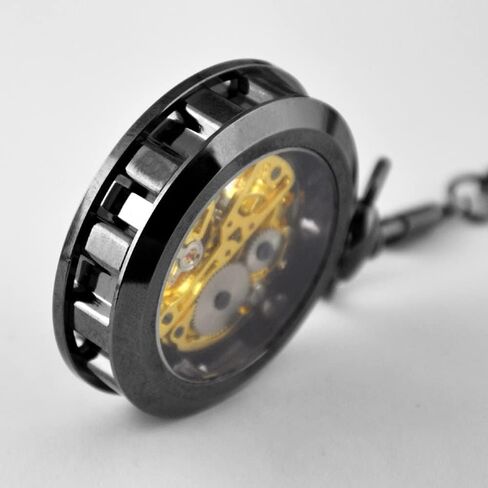 VIGOROSO Mens Classic Steampunk Pocket Watch with Chain Skeleton Hand Wind Mechanical Pocket Watches for Men & Women in Kuwait