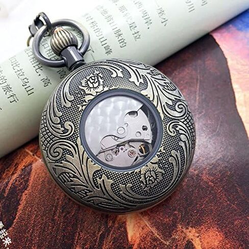 OGLE 3ATM مقاومة للماء عتيقة برونزية حصان أسود توربيون مراحل قمر رجالي طالب سلسلة تناظرية فوب ذاتية الملء صندوق ساعة جيب ميكانيكية in Kuwait