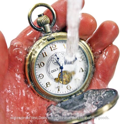 OGLE 3ATM مقاومة للماء عتيقة برونزية حصان أسود توربيون مراحل قمر رجالي طالب سلسلة تناظرية فوب ذاتية الملء صندوق ساعة جيب ميكانيكية in Kuwait