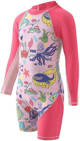 ملابس سباحة للفتيات من OFIMAN ملابس سباحة للأطفال من قطعة واحدة للحماية من الطفح الجلدي للفتيات الصغيرات أثناء ركوب الأمواج والسباحة من سن 3 إلى 14 عامًا in Kuwait