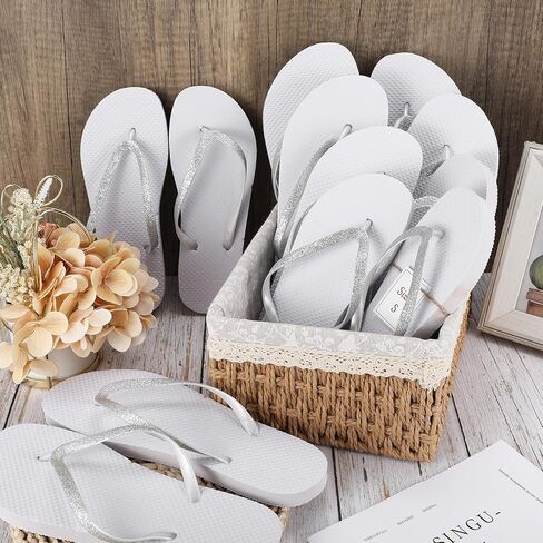 Ramede 24 زوجًا من صنادل الزفاف الناعمة السائبة من صنادل الزفاف والفنادق والمنتجعات الصحية لحفلات الزفاف للضيوف وحمام السباحة (أبيض) in Kuwait