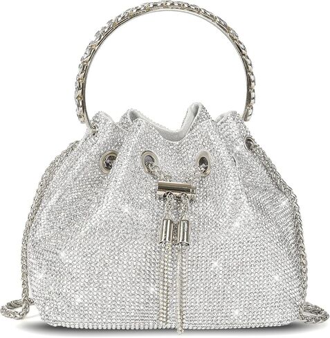 Valleycomfy حجر الراين مخلب محفظة فضية للنساء السيدات بلينغ مساء حقيبة كريستال حقيبة يد حقيبة كتف لحفل زفاف حفلة موسيقية in Kuwait