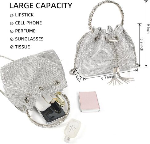 Valleycomfy حجر الراين مخلب محفظة فضية للنساء السيدات بلينغ مساء حقيبة كريستال حقيبة يد حقيبة كتف لحفل زفاف حفلة موسيقية in Kuwait