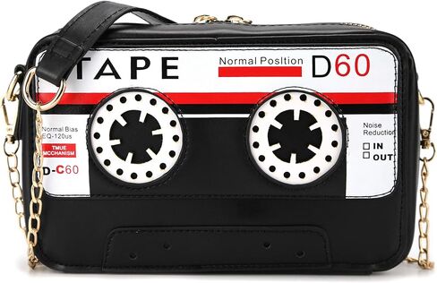 QiMing Retro Tape Shaped Evening Purse,PU Audio Cassette Crossbody HandBag for Women in Kuwait