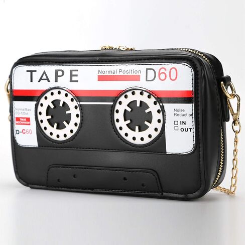 QiMing Retro Tape Shaped Evening Purse,PU Audio Cassette Crossbody HandBag for Women in Kuwait