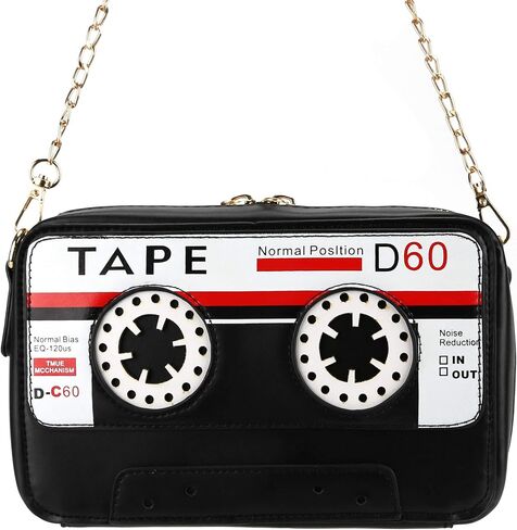 QiMing Retro Tape Shaped Evening Purse,PU Audio Cassette Crossbody HandBag for Women in Kuwait