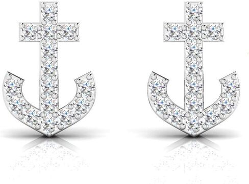 أقراط مرصعة بمرساة من الفضة الإسترلينية عيار 1/4 قيراط معتمدة من IGI للنساء (لون J-K، نقاء I2-I3), معدن حجر, الماس in Kuwait