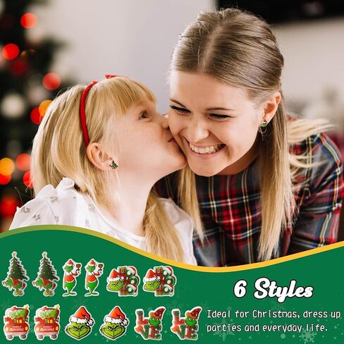 6 أزواج من أقراط عيد الميلاد الوحش الأخضر مجموعة شجرة عيد الميلاد سانتا قبعة قطرة تتدلى الأقراط الأزرار الشتاء عطلة الأقراط الاكريليك تأثيري مجوهرات اكسسوارات هدايا عيد الميلاد للنساء الفتيات in Kuwait