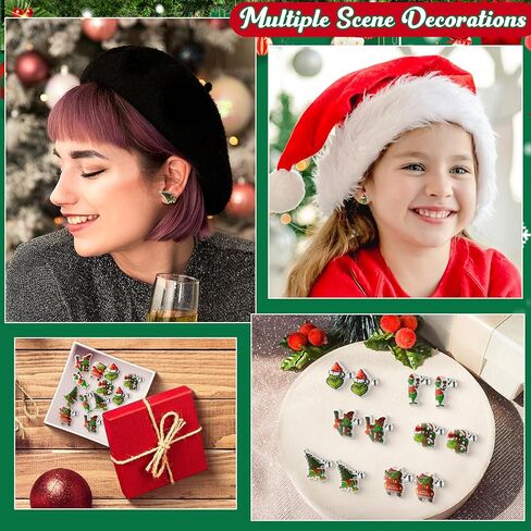 6 أزواج من أقراط عيد الميلاد الوحش الأخضر مجموعة شجرة عيد الميلاد سانتا قبعة قطرة تتدلى الأقراط الأزرار الشتاء عطلة الأقراط الاكريليك تأثيري مجوهرات اكسسوارات هدايا عيد الميلاد للنساء الفتيات in Kuwait