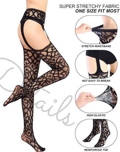 Yahenda 16 Pairs Halloween Women Fishnet Stockings High Waist Gothic Tights Fish Net Stockings Suspender Garter Pantyhose for Women Thigh High Fishnets Stockings, 16 Styles in Saudi Arabia