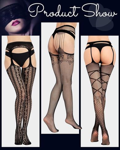 Yahenda 16 Pairs Halloween Women Fishnet Stockings High Waist Gothic Tights Fish Net Stockings Suspender Garter Pantyhose for Women Thigh High Fishnets Stockings, 16 Styles in Saudi Arabia
