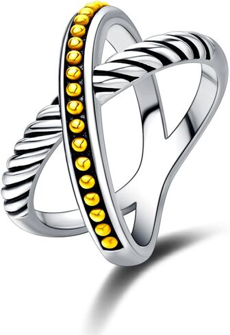 UNY Ring Vintage مصمم أزياء العلامة التجارية للنساء هدية عيد الحب بطبقتين من حلقات سلك الكابل الملتوية in Kuwait